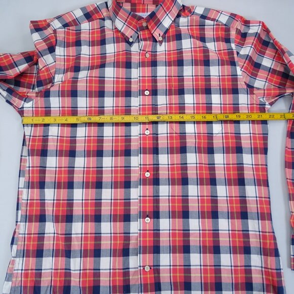 Southern‎ Tide Classic Fit Shirt M Red White Plaid Check Logo Stretch Cotton - Picture 5 of 5